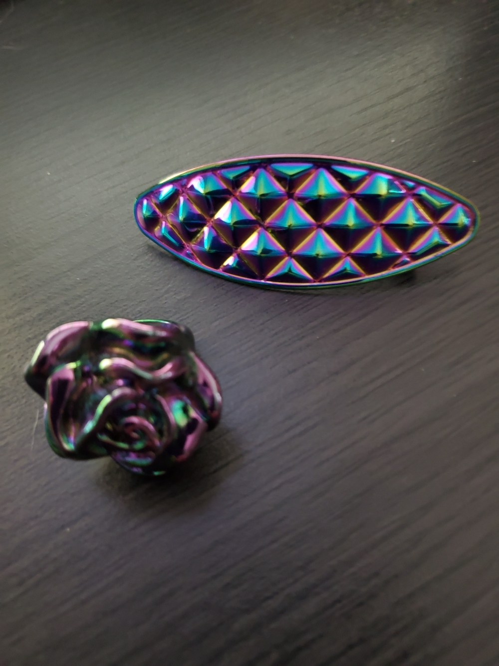 Iridescent Multicolor Hair Clip and Matching Ring Set - Women Accessories